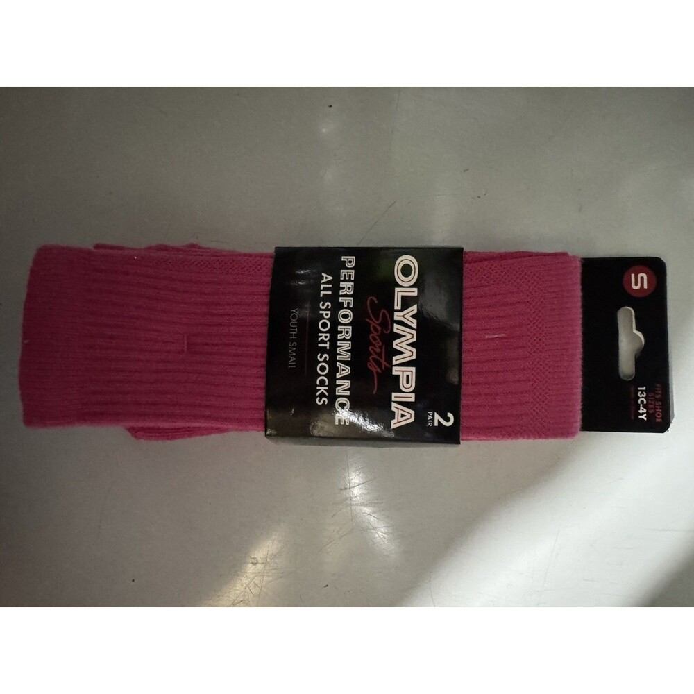 Olympia Sports Performance All Sports Socks Youth Small Pink 2 Pair
